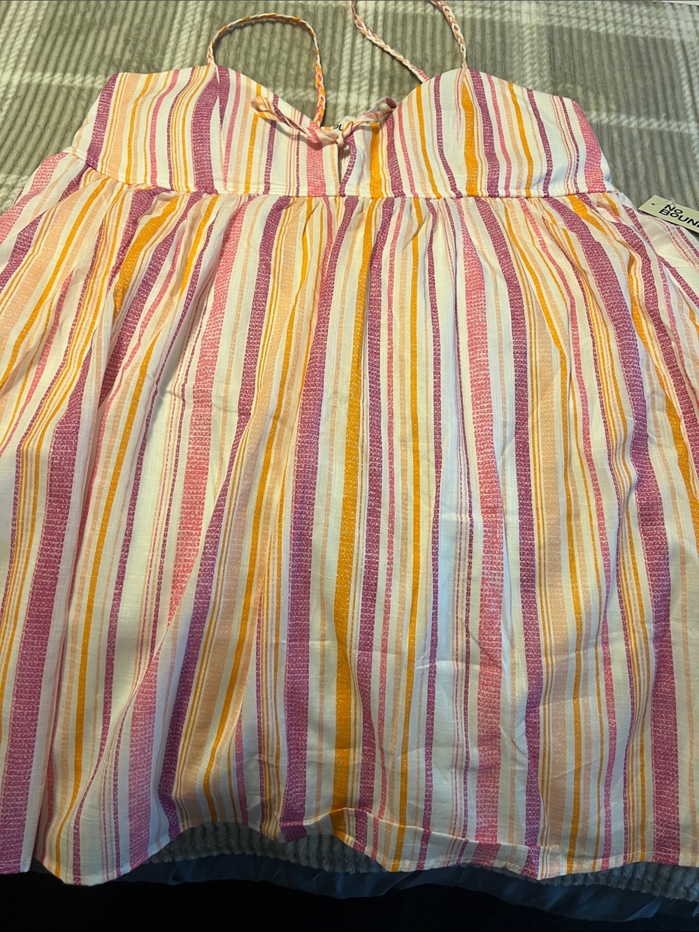 Woman Striped Sundress Tank Top - Pink, Yellow & White